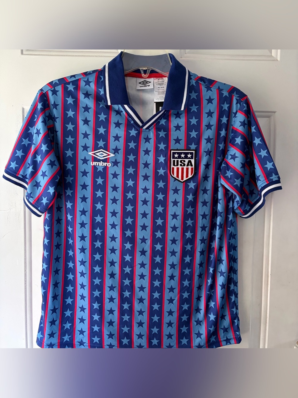 NWT Umbro Team USA Soccer Jersey Youth XL 14/16 Blue Red Stars Stripes unisex